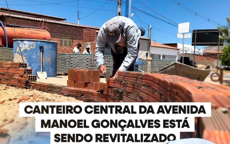 Canteiro central da Avenida Manoel Gonçalves está sendo revitalizado