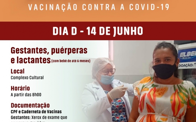 Prefeitura de Upanema realiza segunda-feira (14) Dia D de vacinação contra a Covid-19 para gestantes, puérperas e lactan