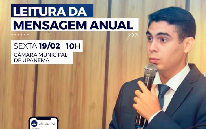 Prefeito Renan fará a leitura da Mensagem Anual do Executivo na Câmara nesta sexta-feira (19)