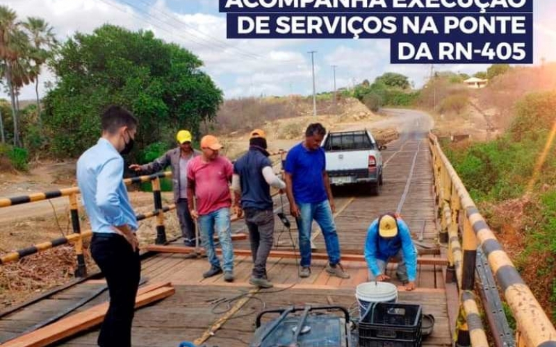 Prefeito Renan acompanha execução de serviços na ponte da RN-405