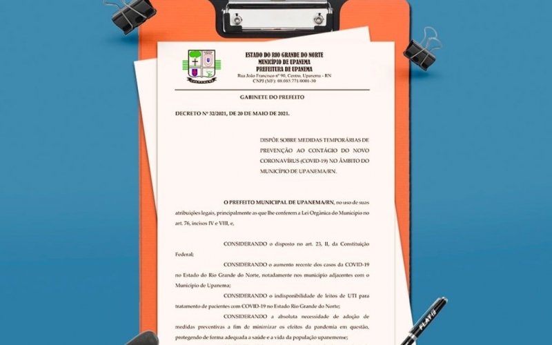 Prefeitura de Upanema publica novo decreto com medidas de enfrentamento ao coronavírus