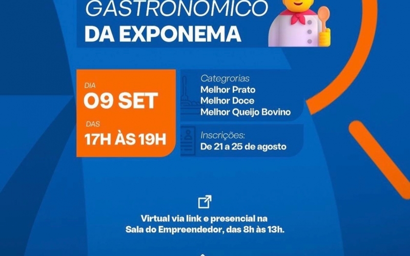 Inscrições abertas para o 1º Concurso Gastronômico da Exponema 