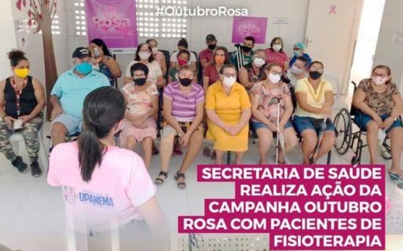 Secretaria de Saúde realiza ação da campanha Outubro Rosa com pacientes de fisioterapia