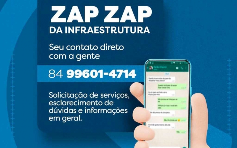 Secretaria de Infraestrutura disponibiliza whatsapp para contato direto